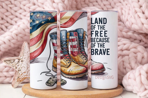 Patriotic Boots & Flag 20oz Tumbler Sublimation DesignSVG 
