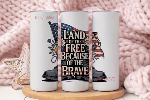 Patriotic Boots & Flag 20oz Tumbler Sublimation DesignSVG 