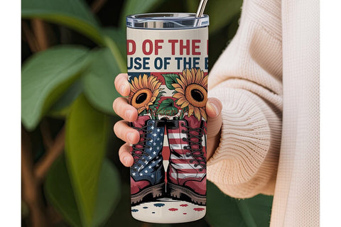 Patriotic Boots & Sunflowers 20oz Sublimation DesignSVG 