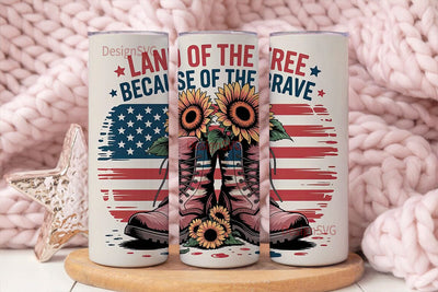 Patriotic Boots & Sunflowers 20oz Sublimation DesignSVG 