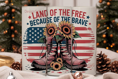 Patriotic Boots & Sunflowers 20oz Sublimation DesignSVG 