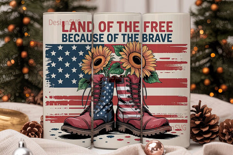 Patriotic Boots & Sunflowers 20oz Sublimation DesignSVG 