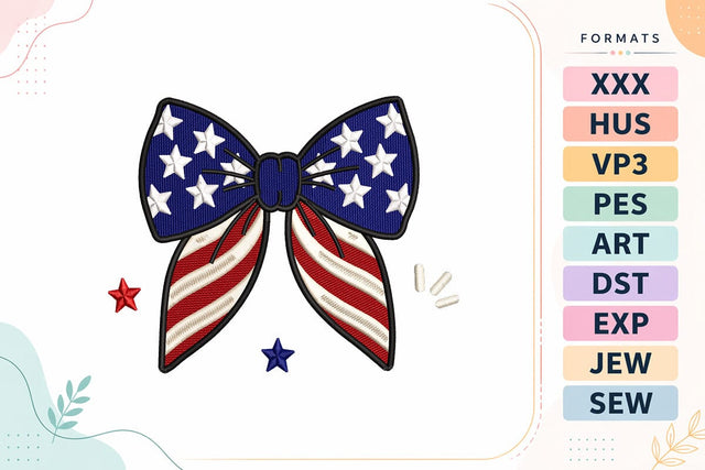 Patriotic Bow 4th of July Embroidery Design Embroidery/Applique DESIGNS sg embroidery 
