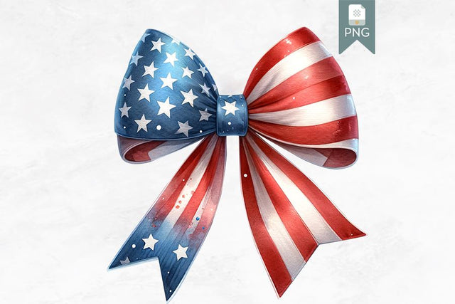 Patriotic Bow Clipart, American Flag Design, Red Blue White Sublimation BijouBay 