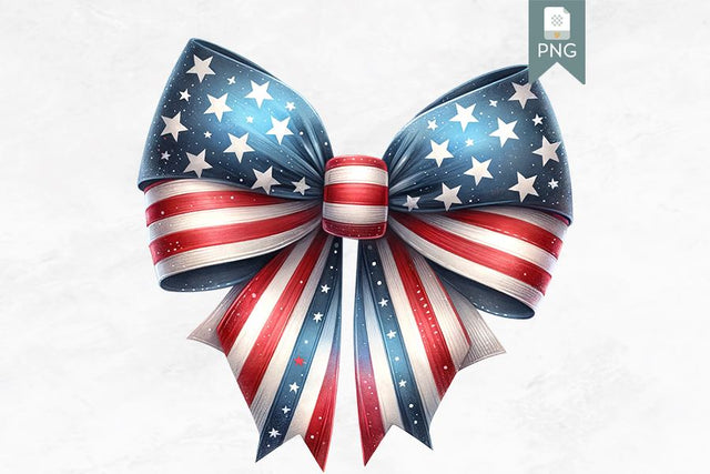 Patriotic Bow Clipart, American Flag Design Sublimation BijouBay 