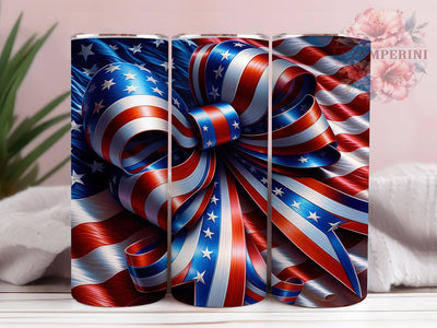 Patriotic Bow Design 20oz Tumbler, USA Flag Wrap, Sublimation Gift, Patriotic Mug, 20oz Tumbler Design, Bow Graphic, American Pride Theme Sublimation Li Zamperini 