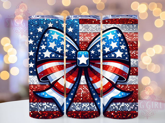 Patriotic Bow July 4th Flag Tumbler, July 4th Tumbler, Patriotic Bow Design, 20oz USA Flag Wrap, Independence Day Tumbler, Red White Blue Tumbler, 4th of July Sublimation Sublimation SvggirlplusArt 