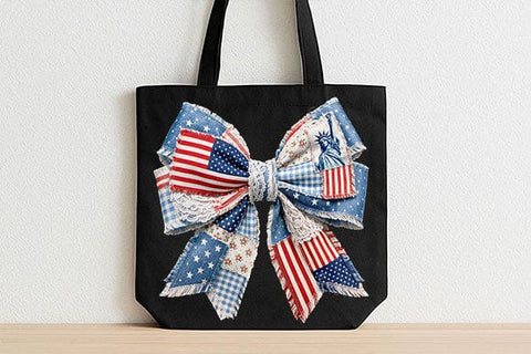 Patriotic Bow PNG Americana Fabric Ribbon Sublimation Design SVG BillahCrafts 