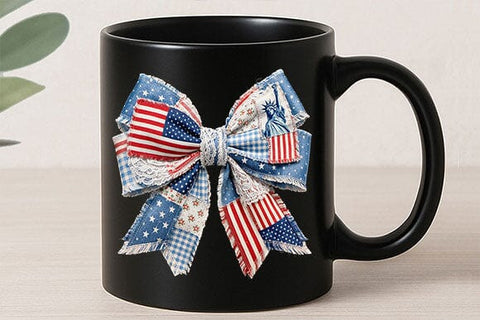 Patriotic Bow PNG Americana Fabric Ribbon Sublimation Design SVG BillahCrafts 