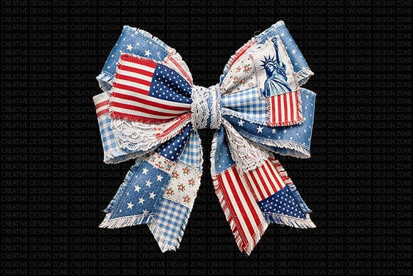 Patriotic Bow PNG Americana Fabric Ribbon Sublimation Design SVG BillahCrafts 