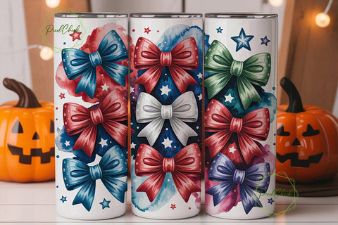 Patriotic Bows 20oz Tumbler Wrap Sublimation PixelChick 