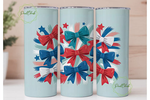 Patriotic Bows 20oz Tumbler Wrap Sublimation PixelChick 