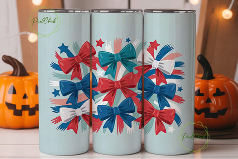 Patriotic Bows 20oz Tumbler Wrap Sublimation PixelChick 
