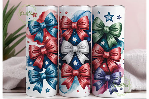 Patriotic Bows 20oz Tumbler Wrap Sublimation PixelChick 