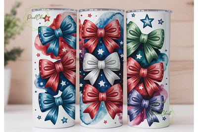 Patriotic Bows 20oz Tumbler Wrap Sublimation PixelChick 