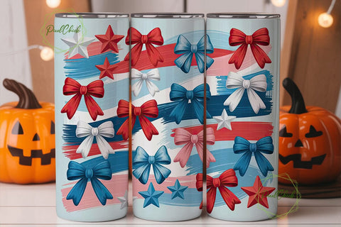 Patriotic Bows 20oz Tumbler Wrap Sublimation PixelChick 