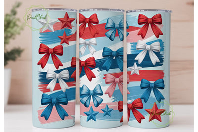 Patriotic Bows 20oz Tumbler Wrap Sublimation PixelChick 