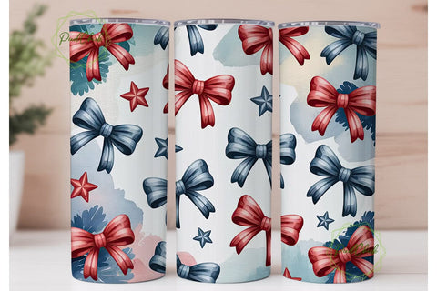 Patriotic Bows & Stars 20oz Tumbler Sublimation PixelChick 