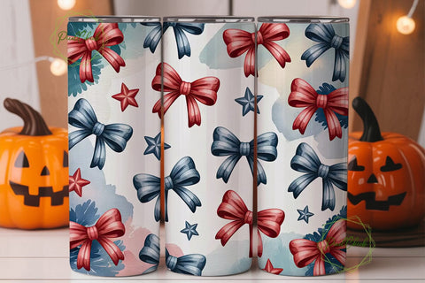 Patriotic Bows & Stars 20oz Tumbler Sublimation PixelChick 