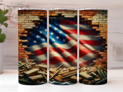 Patriotic Brick Wall Reveal 20oz Tumbler Png, Straight & Tapered Tumbler Png, American Flag Tumbler Png, Digital Download PNG Sublimation Lara' s Designs 