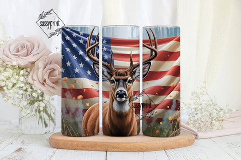 Patriotic Buck 20oz Tumbler Wrap Sublimation sassyprint 