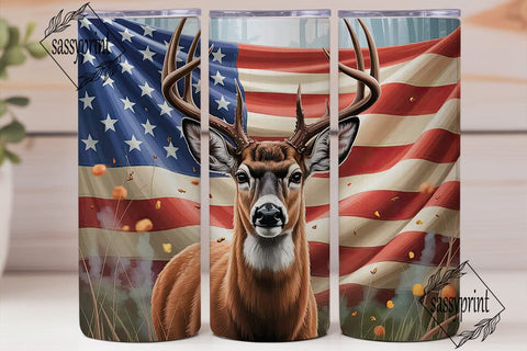 Patriotic Buck 20oz Tumbler Wrap Sublimation sassyprint 