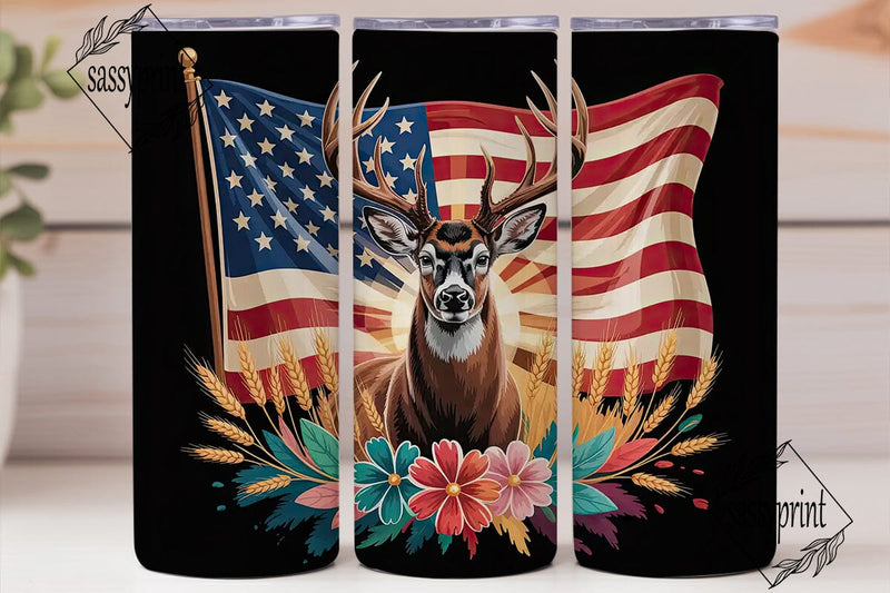 Patriotic Buck 20oz Tumbler Wrap Sublimation sassyprint 