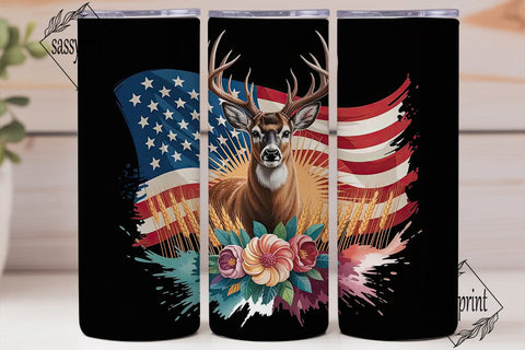 Patriotic Buck 20oz Tumbler Wrap Sublimation sassyprint 