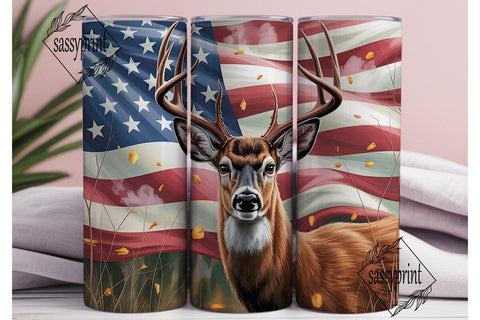 Patriotic Buck 20oz Tumbler Wrap Sublimation sassyprint 