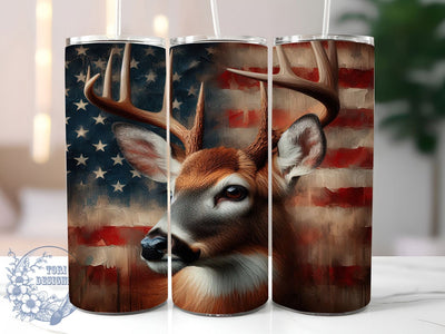 Patriotic Buck Flag 20oz Tumbler, Patriotic USA Wrap, American Flag Buck, USA Animal Theme, Sublimation Wrap, 20oz Tumbler Design, PNG Tumbler Wrap Sublimation ToriDesigns 