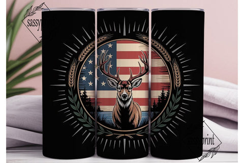 Patriotic Buck Hunting 20oz Tumbler Wrap Sublimation sassyprint 