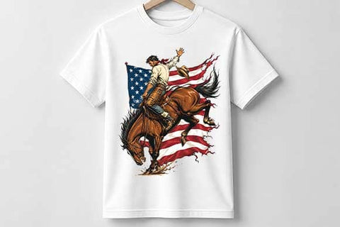 Patriotic Bucking Horse PNG | American Flag Rodeo Cowboy Sublimation PNG SVG BillahCrafts 