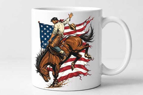 Patriotic Bucking Horse PNG | American Flag Rodeo Cowboy Sublimation PNG SVG BillahCrafts 