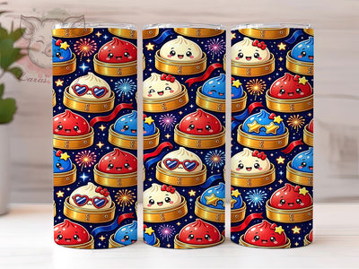 Patriotic Bun Fireworks 20oz Tumbler, Patriotic Bun, Fireworks Theme, American Flag, Festive Charm, Whimsical Style, Skinny Tumbler, Sublimation PNG Sublimation Lara' s Designs 
