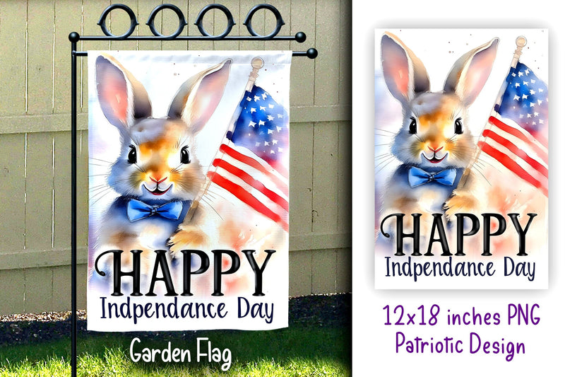 Patriotic Bunny Garden Flag 12x18 inches Sublimation PNG Sublimation Dina.store4art 