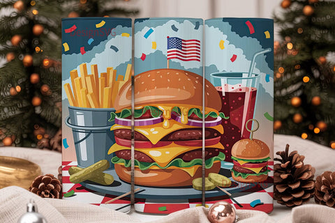 Patriotic Burger Feast 20oz Tumbler Sublimation DesignSVG 