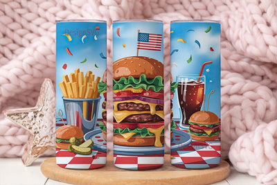 Patriotic Burger Feast 20oz Tumbler Sublimation DesignSVG 
