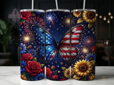 Patriotic Butterfly 20oz Tumbler, Patriotic Butterfly, Butterfly Tumbler, Patriotic Tumbler, Butterfly Wrap PNG, Patriotic Wrap PNG, 20oz Tumbler Wrap, Butterfly Sublimate Sublimation SvggirlplusArt 