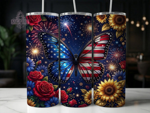 Patriotic Butterfly 20oz Tumbler, Patriotic Butterfly, Butterfly Tumbler, Patriotic Tumbler, Butterfly Wrap PNG, Patriotic Wrap PNG, 20oz Tumbler Wrap, Butterfly Sublimate Sublimation SvggirlplusArt 