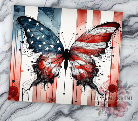 Patriotic Butterfly 20oz Tumbler Wrap PNG, 4th of July Tumbler Png, Straight & Tapered Tumbler Wrap, Instant Digital Download Sublimation Li Zamperini 