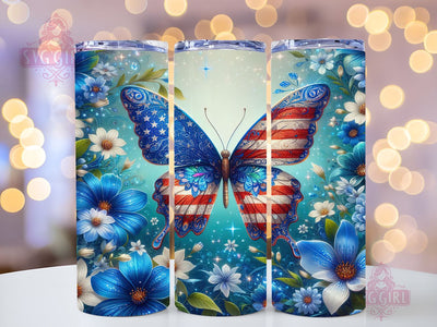 Patriotic Butterfly 20oz Tumbler Wrap Sublimation Design, Straight Tapered Tumbler Wrap, 4th of July Tumbler Png, Instant Digital Download Sublimation SvggirlplusArt 