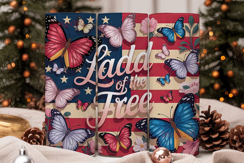 Patriotic Butterfly 20oz Tumbler Wrap Sublimation DesignSVG 