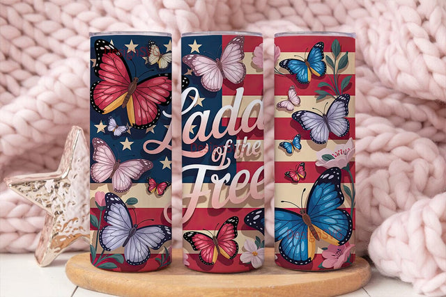 Patriotic Butterfly 20oz Tumbler Wrap Sublimation DesignSVG 