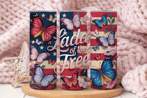 Patriotic Butterfly 20oz Tumbler Wrap Sublimation DesignSVG 