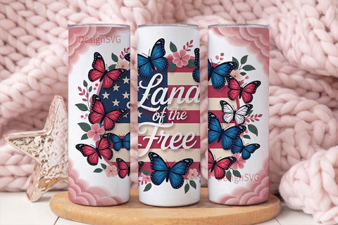 Patriotic Butterfly 20oz Tumbler Wrap Sublimation DesignSVG 