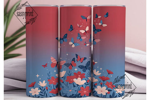 Patriotic Butterfly 20oz Tumbler Wrap Sublimation sassyprint 