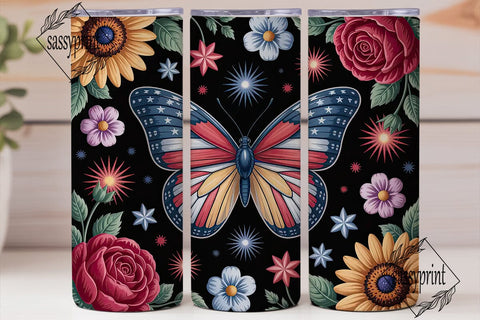 Patriotic Butterfly 20oz Tumbler Wrap Sublimation sassyprint 
