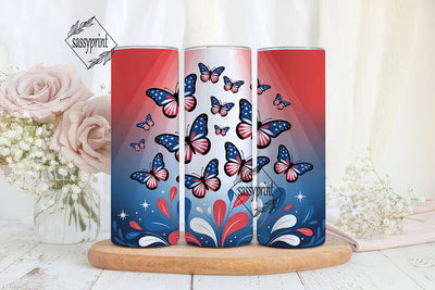 Patriotic Butterfly 20oz Tumbler Wrap Sublimation sassyprint 