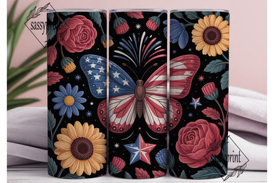 Patriotic Butterfly 20oz Tumbler Wrap Sublimation sassyprint 