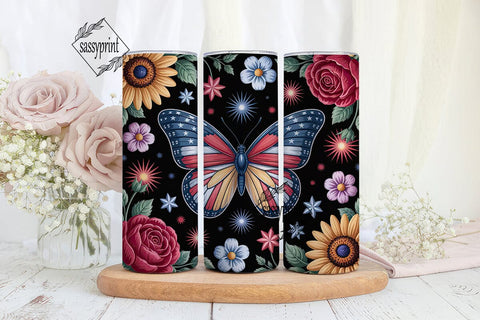 Patriotic Butterfly 20oz Tumbler Wrap Sublimation sassyprint 